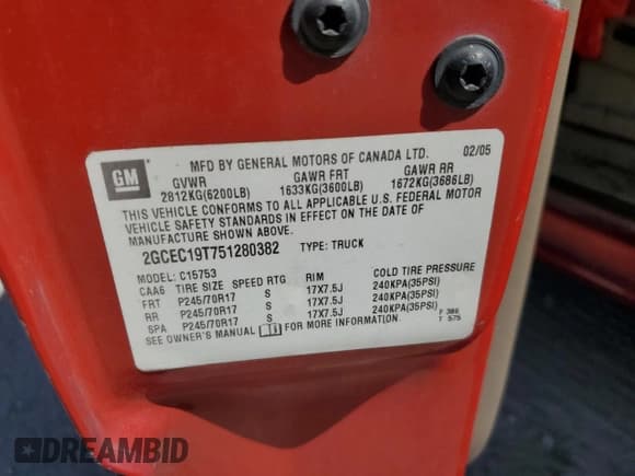 ✅ 2005 Chevrolet Silverado 1500 LT • VIN: 2GCEC19T751280382 • Лот: 52693195. Опубликован ранее на Copart с пробегом 260 595 миль. Бесплатный доступ к архиву аукционных продаж из США и подробный отчёт об истории автомобиля на DreamBid. Изображение 12.