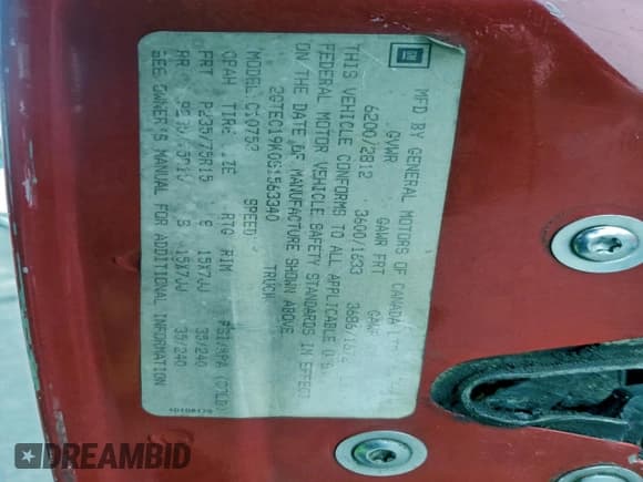 ✅ 1995 GMC Sierra 1500 • VIN: 2GTEC19K0S1563340 • Lot: 93938355. Wystawiony na Copart z przebiegiem 130 506 mil. Bezpłatny archiwum sprzedaży aukcyjnych z USA i szczegółowy raport historii pojazdu na DreamBid. Zdjęcie 12.