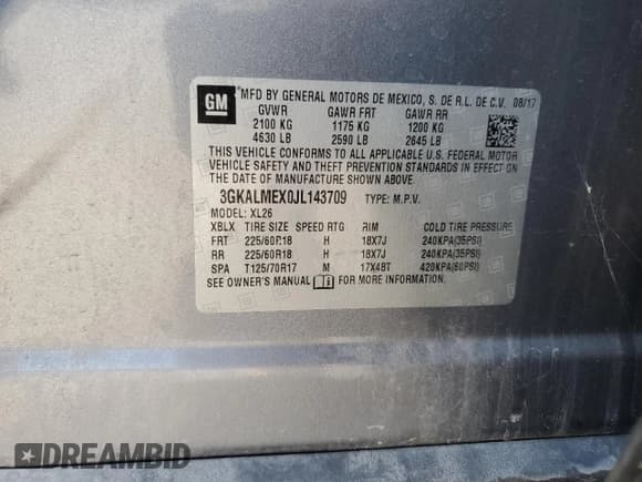 ✅ 2018 GMC Terrain SLE • VIN: 3GKALMEX0JL143709 • Lot: 82561215. Listed on Copart with 114,042 mi. Free auction sales archive from the USA and detailed vehicle history report at DreamBid. Image 13.