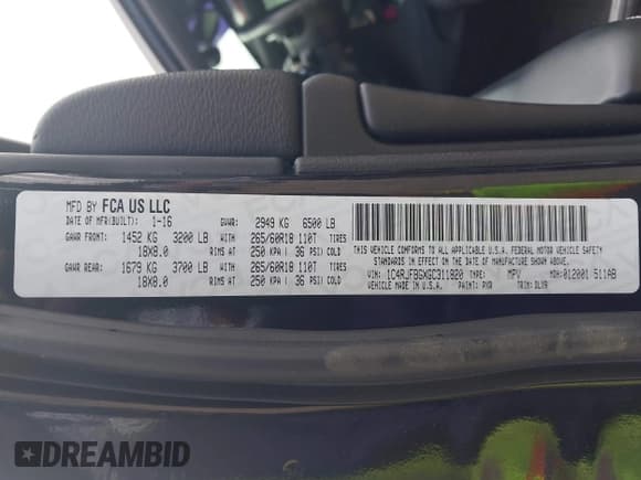 ✅ 2016 Jeep Grand Cherokee Limited • VIN: 1C4RJFBGXGC311820 • Lot: 43383557. Listed on IAAI with 153,614 mi. Free auction sales archive from the USA and detailed vehicle history report at DreamBid. Image 9.