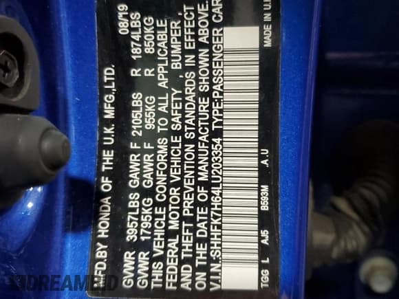 ✅ 2020 Honda Civic EX • VIN: SHHFK7H64LU203354 • Lot: 89836005. Listed on Copart with 61,351 mi. Free auction sales archive from the USA and detailed vehicle history report at DreamBid. Image 13.