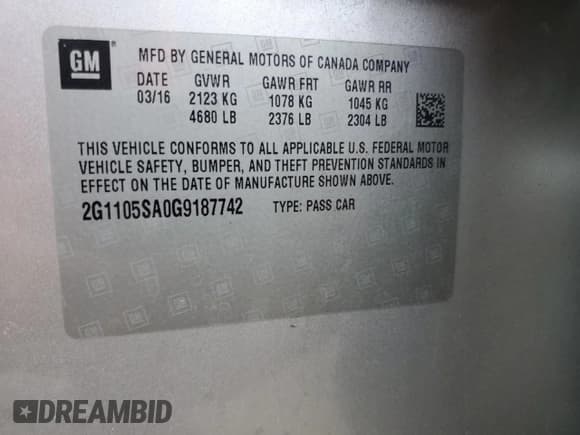 ✅ 2016 Chevrolet Impala LT • VIN: 2G1105SA0G9187742 • Lot: 85827565. Listed on Copart with 213,379 mi. Free auction sales archive from the USA and detailed vehicle history report at DreamBid. Image 12.