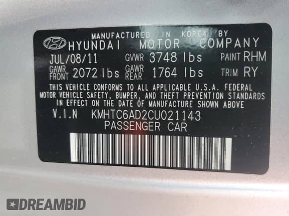 2012 Hyundai Veloster w/Red Int z VIN KMHTC6AD2CU021143, wystawiony jako Copart lot #44055345 z przebiegiem Nie podano mil oraz Czysty tytuł • Clean title. Historia ofert i sprzedaży dostępna na DreamBid. Obrazek 12.