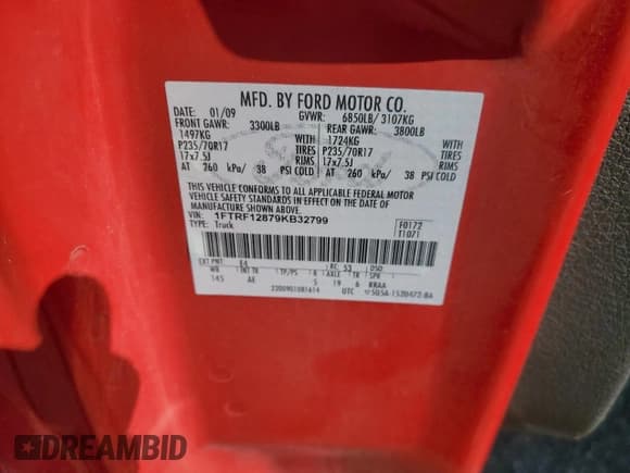 ✅ 2009 Ford F-150 XL • VIN: 1FTRF12879KB32799 • Лот: 74045994. Опубликован ранее на Copart с пробегом 131 922 миль. Бесплатный доступ к архиву аукционных продаж из США и подробный отчёт об истории автомобиля на DreamBid. Изображение 15.