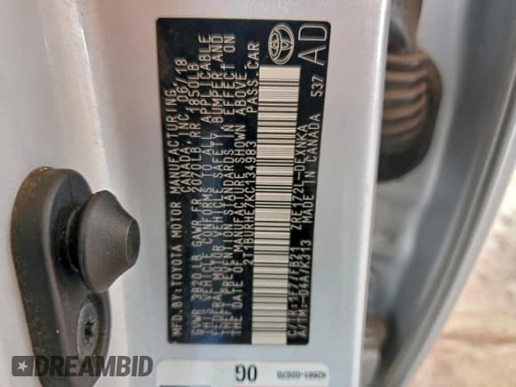 ✅ 2019 Toyota Corolla L • VIN: 2T1BURHE7KC134983 • Lot: 94250965. Listed on Copart with 87,984 mi. Free auction sales archive from the USA and detailed vehicle history report at DreamBid. Image 12.