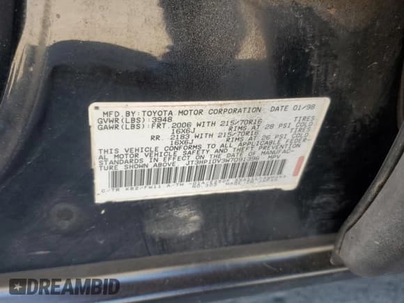 ✅ 1998 Toyota RAV4 • VIN: JT3HP10V3W7091396 • Лот: 71218535. Опубликован ранее на Copart с пробегом 176 988 миль. Бесплатный доступ к архиву аукционных продаж из США и подробный отчёт об истории автомобиля на DreamBid. Изображение 12.