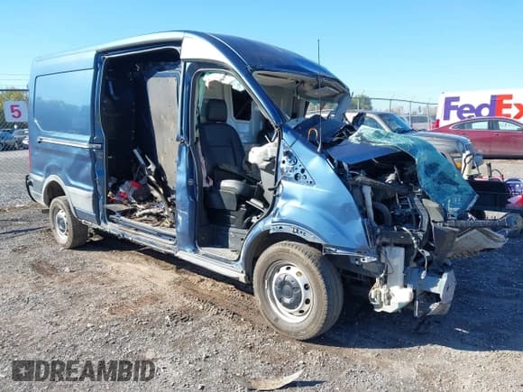 ✅ 2024 Ford Transit Cargo • VIN: 1FTBR1C82RKB35410 • Lot: 43419271. Listed on IAAI with 27,241 mi. Free auction sales archive from the USA and detailed vehicle history report at DreamBid. Image 1.