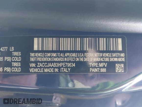 ✅ 2017 Jeep Renegade Sport • VIN: ZACCJAAB3HPE79634 • Lot: 43193904. Listed on IAAI with 125,754 mi. Free auction sales archive from the USA and detailed vehicle history report at DreamBid. Image 9.