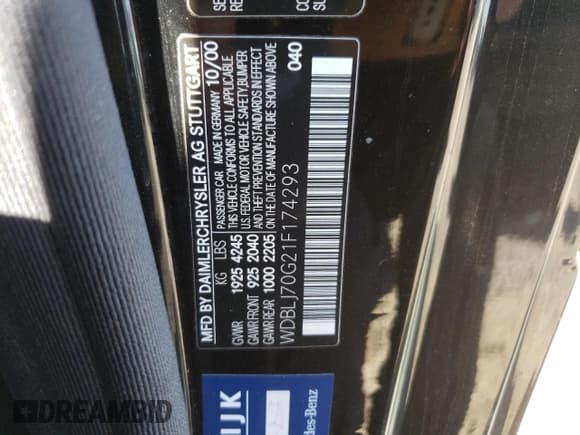 ✅ 2001 Mercedes-Benz CLK 320/430 • VIN: WDBLJ70G21F174293 • Лот: 83832715. Опубликован ранее на Copart с пробегом 69 019 миль. Бесплатный доступ к архиву аукционных продаж из США и подробный отчёт об истории автомобиля на DreamBid. Изображение 12.