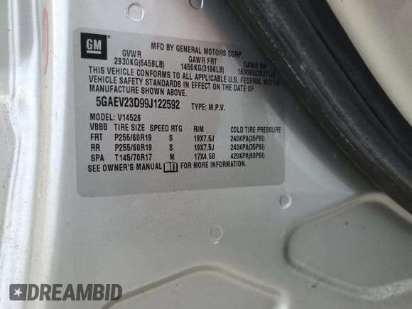 ✅ 2009 Buick Enclave CXL • VIN: 5GAEV23D99J122592 • Лот: 94025225. Опубликован ранее на Copart с пробегом 115 972 миль. Бесплатный доступ к архиву аукционных продаж из США и подробный отчёт об истории автомобиля на DreamBid. Изображение 13.