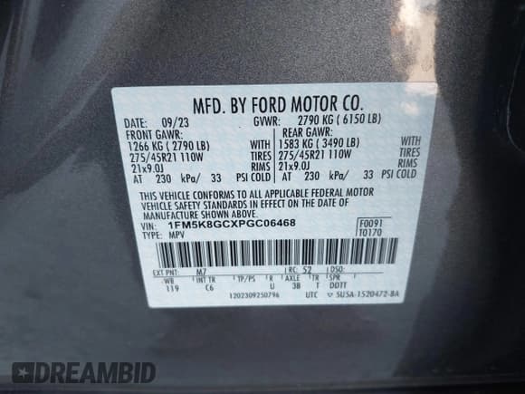 ✅ 2023 Ford Explorer ST • VIN: 1FM5K8GCXPGC06468 • Lot: 40992414. Wystawiony na IAAI z przebiegiem 8 678 mil. Bezpłatny archiwum sprzedaży aukcyjnych z USA i szczegółowy raport historii pojazdu na DreamBid. Zdjęcie 9.