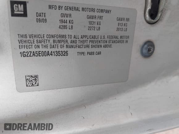 ✅ 2010 Pontiac G6 1SD • VIN: 1G2ZA5E00A4135326 • Lot: 43725857. Wystawiony na IAAI z przebiegiem 156 960 mil. Bezpłatny archiwum sprzedaży aukcyjnych z USA i szczegółowy raport historii pojazdu na DreamBid. Zdjęcie 9.