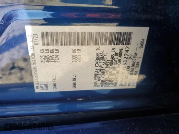 ✅ 2023 Nissan Maxima SV • VIN: 1N4AA6CV1PC512747 • Лот: 92447755. Опубликован ранее на Copart с пробегом 53 772 миль. Бесплатный доступ к архиву аукционных продаж из США и подробный отчёт об истории автомобиля на DreamBid. Изображение 12.