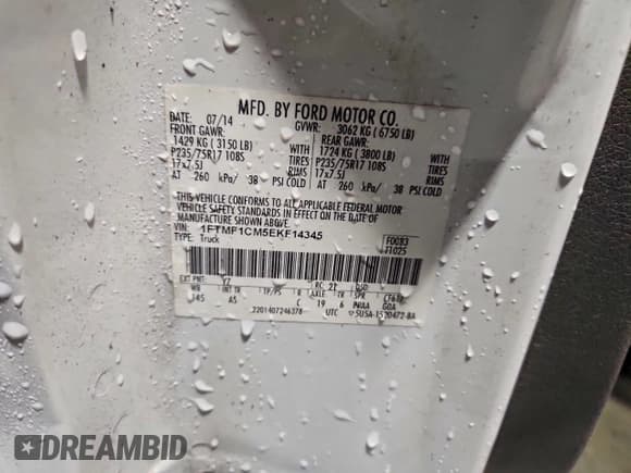 ✅ 2014 Ford F-150 XL • VIN: 1FTMF1CM5EKF14345 • Lot: 94582335. Wystawiony na Copart z przebiegiem 112 571 mil. Bezpłatny archiwum sprzedaży aukcyjnych z USA i szczegółowy raport historii pojazdu na DreamBid. Zdjęcie 12.