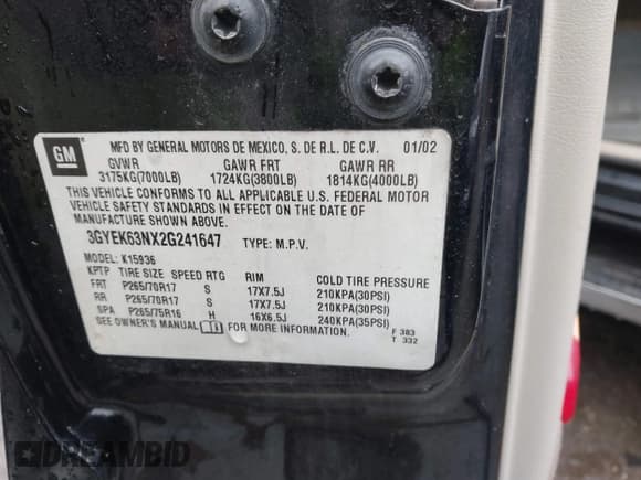 ✅ 2002 Cadillac Escalade EXT • VIN: 3GYEK63NX2G241647 • Lot: 43842591. Wystawiony na IAAI z przebiegiem 259 965 mil. Bezpłatny archiwum sprzedaży aukcyjnych z USA i szczegółowy raport historii pojazdu na DreamBid. Zdjęcie 9.