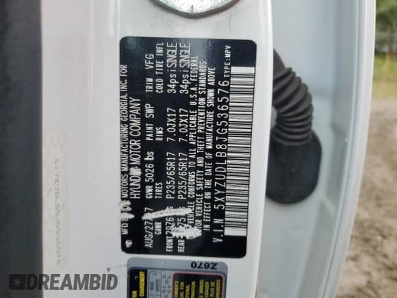 2018 Hyundai Santa Fe 2.4L z VIN 5XYZUDLB8JG536576, wystawiony jako Copart lot #89845255 z przebiegiem 152 793 mil mil oraz Czysty tytuł • Clean title. Historia ofert i sprzedaży dostępna na DreamBid. Obrazek 13.