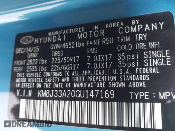 2016 Hyundai Tucson Limited z VIN KM8J33A20GU147169, wystawiony jako IAAI lot #43449965 z przebiegiem 42 917 mil mil oraz . Historia ofert i sprzedaży dostępna na DreamBid. Obrazek 9.