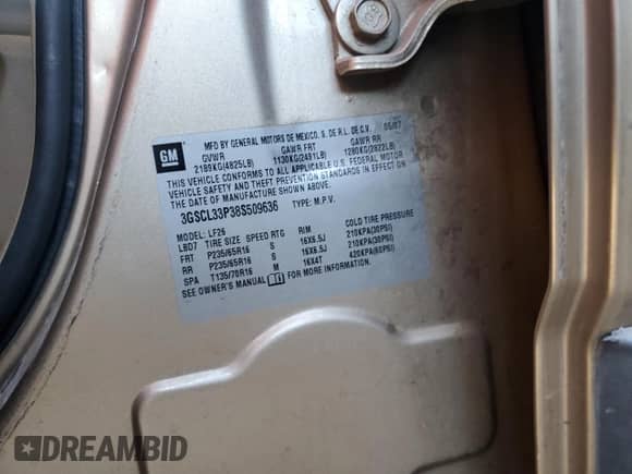 2008 Saturn VUE XE z VIN 3GSCL33P38S509636, wystawiony jako Copart lot #82269034 z przebiegiem 167 398 mil mil oraz Czysty tytuł • Clean title. Historia ofert i sprzedaży dostępna na DreamBid. Obrazek 13.