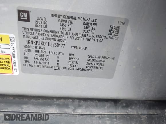 ✅ 2017 Chevrolet Traverse Premier • VIN: 1GNKRJKD1HJ230177 • Lot: 42111204. Wystawiony na IAAI z przebiegiem 121 727 mil. Bezpłatny archiwum sprzedaży aukcyjnych z USA i szczegółowy raport historii pojazdu na DreamBid. Zdjęcie 9.