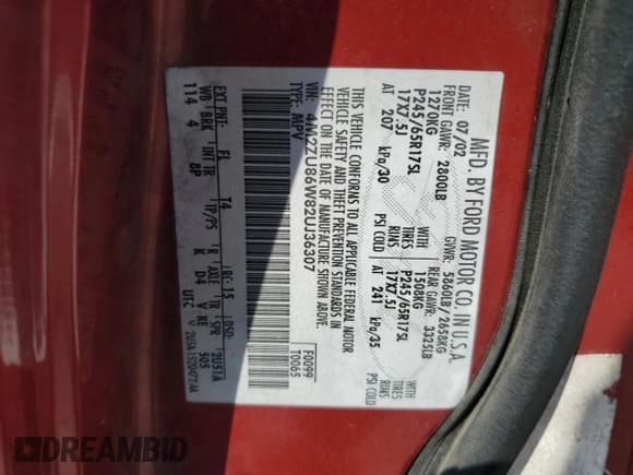 ✅ 2002 Mercury Mountaineer • VIN: 4M2ZU86W82UJ36307 • Лот: 81761995. Опубликован ранее на Copart с пробегом Не указан. Бесплатный доступ к архиву аукционных продаж из США и подробный отчёт об истории автомобиля на DreamBid. Изображение 13.