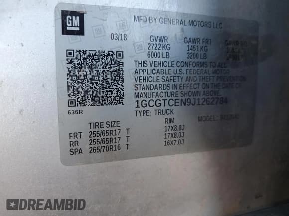 ✅ 2018 Chevrolet Colorado 4WD LT • VIN: 1GCGTCEN9J1262784 • Lot: 80532614. Listed on Copart with 101,237 mi. Free auction sales archive from the USA and detailed vehicle history report at DreamBid. Image 13.