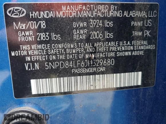 ✅ 2018 Hyundai Elantra Limited • VIN: 5NPD84LF6JH329680 • Lot: 90978175. Listed on Copart with 114,720 mi. Free auction sales archive from the USA and detailed vehicle history report at DreamBid. Image 12.