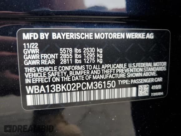 ✅ 2023 BMW 5 Series M550i xDrive • VIN: WBA13BK02PCM36150 • Lot: 66500985. Wystawiony na Copart z przebiegiem Nie podano. Bezpłatny archiwum sprzedaży aukcyjnych z USA i szczegółowy raport historii pojazdu na DreamBid. Zdjęcie 12.