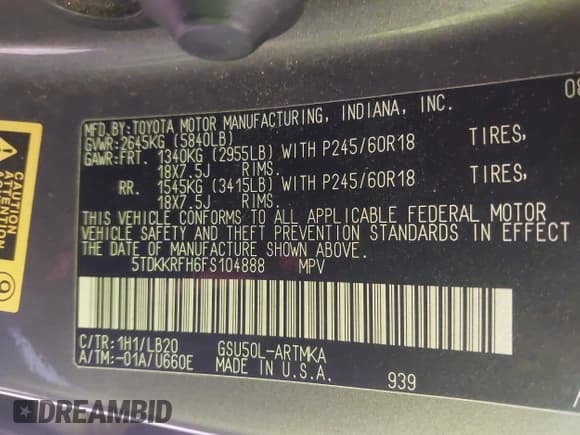 ✅ 2015 Toyota Highlander XLE • VIN: 5TDKKRFH6FS104888 • Lot: 43488377. Wystawiony na IAAI z przebiegiem 237 978 mil. Bezpłatny archiwum sprzedaży aukcyjnych z USA i szczegółowy raport historii pojazdu na DreamBid. Zdjęcie 9.