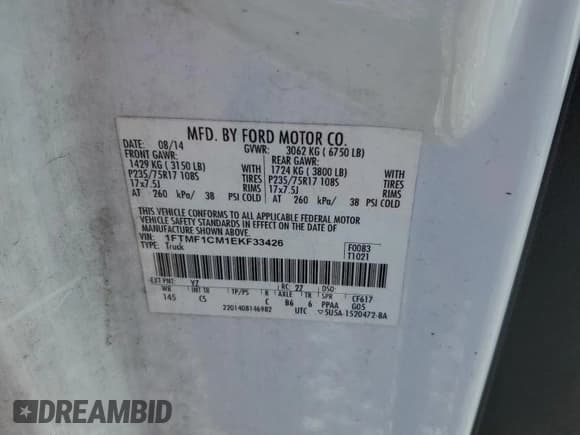 ✅ 2014 Ford F-150 XL • VIN: 1FTMF1CM1EKF33426 • Lot: 84061805. Wystawiony na Copart z przebiegiem 104 207 mil. Bezpłatny archiwum sprzedaży aukcyjnych z USA i szczegółowy raport historii pojazdu na DreamBid. Zdjęcie 12.