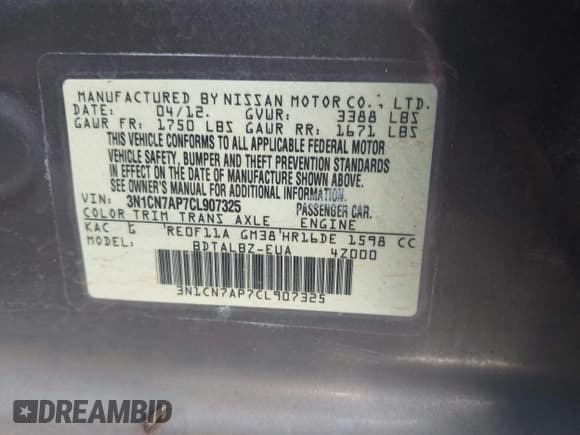 ✅ 2012 Nissan Versa S • VIN: 3N1CN7AP7CL907325 • Lot: 43264276. Wystawiony na IAAI z przebiegiem 57 565 mil. Bezpłatny archiwum sprzedaży aukcyjnych z USA i szczegółowy raport historii pojazdu na DreamBid. Zdjęcie 9.