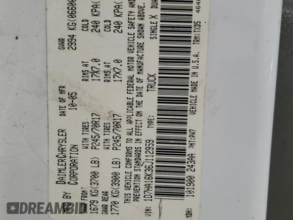 ✅ 2006 Dodge 1500 ST • VIN: 1D7HA16K36J112959 • Лот: 91681865. Опубликован ранее на Copart с пробегом 166 837 миль. Бесплатный доступ к архиву аукционных продаж из США и подробный отчёт об истории автомобиля на DreamBid. Изображение 12.