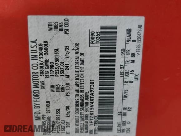 ✅ 1999 Ford Ranger XL • VIN: 1FTZR15V4XTA97381 • Lot: 80302895. Listed on Copart with 274,235 mi. Free auction sales archive from the USA and detailed vehicle history report at DreamBid. Image 12.