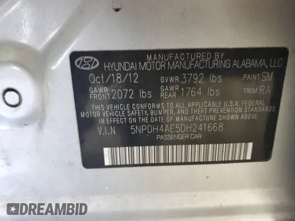 2013 Hyundai Elantra GLS с VIN 5NPDH4AE5DH241668, выставлен на аукционе Copart как лот 80609145 с пробегом 138 129 миль миль и Списание • Salvage title. История ставок и продаж доступна на DreamBid. Изображение 12.