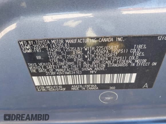 ✅ 2010 Toyota RAV4 • VIN: 2T3BF4DV7AW034163 • Лот: 43647884. Опубликован ранее на IAAI с пробегом 146 397 миль. Бесплатный доступ к архиву аукционных продаж из США и подробный отчёт об истории автомобиля на DreamBid. Изображение 9.