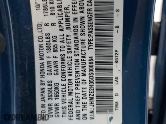 ✅ 2013 Honda Insight • VIN: JHMZE2H35DS000684 • Lot: 85436705. Listed on Copart with 187,528 mi. Free auction sales archive from the USA and detailed vehicle history report at DreamBid. Image 12.