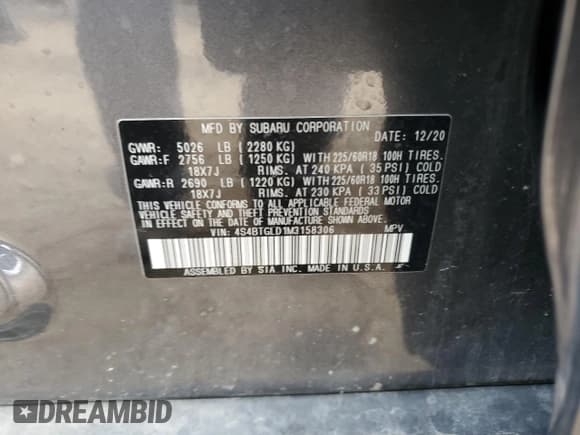 ✅ 2021 Subaru Outback Onyx XT • VIN: 4S4BTGLD1M3158306 • Lot: 82399865. Wystawiony na Copart z przebiegiem 77 613 mil. Bezpłatny archiwum sprzedaży aukcyjnych z USA i szczegółowy raport historii pojazdu na DreamBid. Zdjęcie 12.