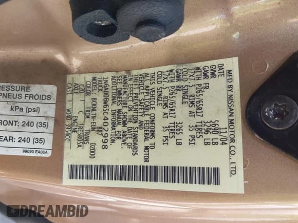 ✅ 2005 Nissan Frontier LE • VIN: 1N6AD06W65C402998 • Lot: 42438553. Listed on IAAI with 112,006 mi. Free auction sales archive from the USA and detailed vehicle history report at DreamBid. Image 9.