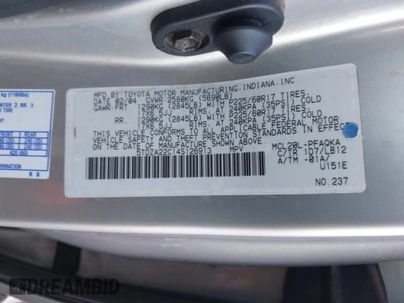 ✅ 2004 Toyota Sienna XLE • VIN: 5TDZA22C14S126913 • Lot: 43638208. Wystawiony na IAAI z przebiegiem 206 770 mil. Bezpłatny archiwum sprzedaży aukcyjnych z USA i szczegółowy raport historii pojazdu na DreamBid. Zdjęcie 9.