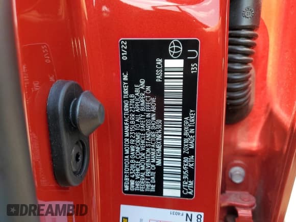 ✅ 2022 Toyota C-HR XLE • VIN: NMTKHMBX1NR143030 • Lot: 62584025. Wystawiony na Copart z przebiegiem 49 864 mil. Bezpłatny archiwum sprzedaży aukcyjnych z USA i szczegółowy raport historii pojazdu na DreamBid. Zdjęcie 12.