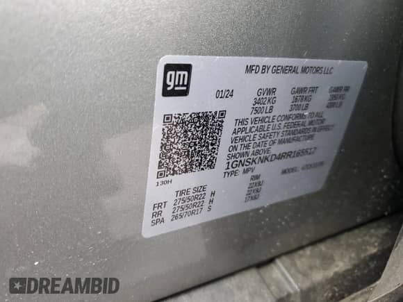 2024 Chevrolet Tahoe LT z VIN 1GNSKNKD4RR165517, wystawiony jako Copart lot #53190525 z przebiegiem 16 968 mil mil oraz Szkoda całkowita • Salvage title. Historia ofert i sprzedaży dostępna na DreamBid. Obrazek 14.