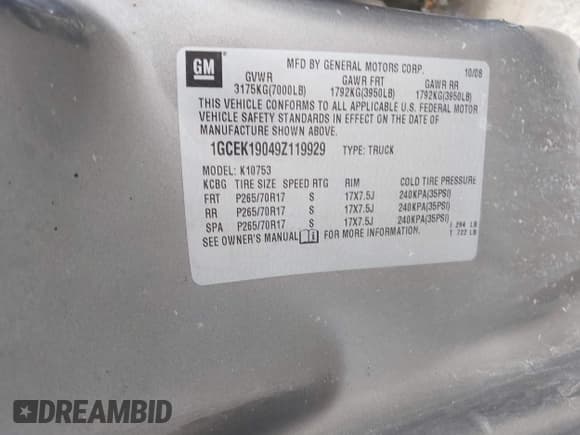 ✅ 2009 Chevrolet Silverado 1500 Work Truck • VIN: 1GCEK19049Z119929 • Lot: 41672273. Listed on IAAI with 264,024 mi. Free auction sales archive from the USA and detailed vehicle history report at DreamBid. Image 9.