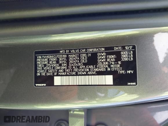 ✅ 2018 Volvo XC90 Momentum • VIN: YV4102KK2J1335199 • Lot: 41680651. Listed on IAAI with 79,796 mi. Free auction sales archive from the USA and detailed vehicle history report at DreamBid. Image 9.