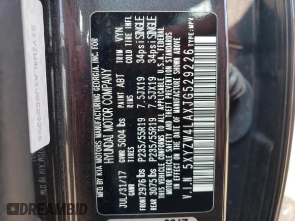 ✅ 2018 Hyundai Santa Fe Ultimate • VIN: 5XYZW4LAXJG529226 • Лот: 64885923. Опубликован ранее на Copart с пробегом Не указан. Бесплатный доступ к архиву аукционных продаж из США и подробный отчёт об истории автомобиля на DreamBid. Изображение 15.