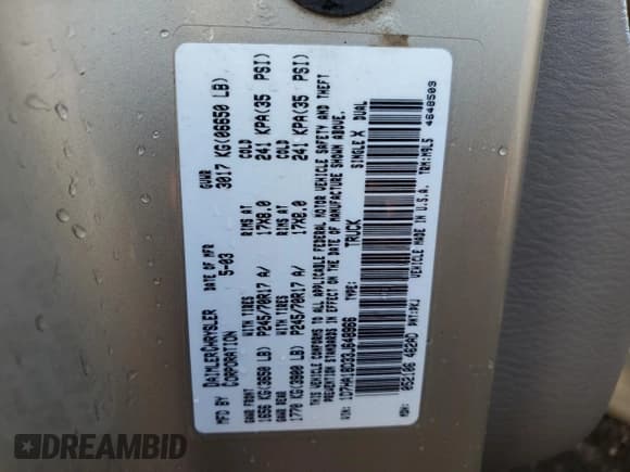 ✅ 2003 Dodge 1500 ST • VIN: 1D7HA18D33J648966 • Лот: 69852384. Опубликован ранее на Copart с пробегом Не указан. Бесплатный доступ к архиву аукционных продаж из США и подробный отчёт об истории автомобиля на DreamBid. Изображение 13.