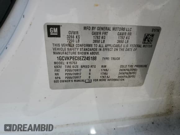 ✅ 2014 Chevrolet Silverado 1500 Work Truck • VIN: 1GCVKPEC8EZ245188 • Лот: 56124365. Опубликован ранее на Copart с пробегом 329 904 миль. Бесплатный доступ к архиву аукционных продаж из США и подробный отчёт об истории автомобиля на DreamBid. Изображение 13.