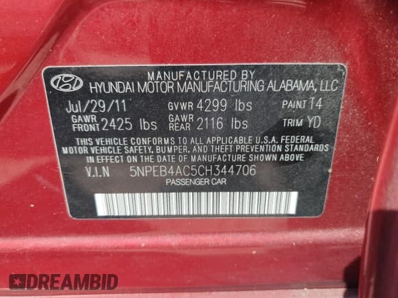 ✅ 2012 Hyundai Sonata GLS • VIN: 5NPEB4AC5CH344706 • Lot: 76397024. Wystawiony na Copart z przebiegiem Nie podano. Bezpłatny archiwum sprzedaży aukcyjnych z USA i szczegółowy raport historii pojazdu na DreamBid. Zdjęcie 13.