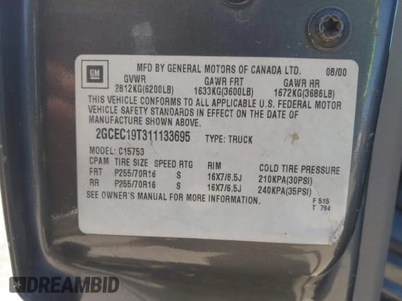 ✅ 2001 Chevrolet Silverado 1500 LS • VIN: 2GCEC19T311133695 • Lot: 43152044. Listed on IAAI with 185,385 mi. Free auction sales archive from the USA and detailed vehicle history report at DreamBid. Image 9.