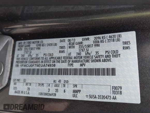 ✅ 2014 Ford Escape S • VIN: 1FMCU0F79EUA74938 • Lot: 43661731. Wystawiony na IAAI z przebiegiem 111 616 mil. Bezpłatny archiwum sprzedaży aukcyjnych z USA i szczegółowy raport historii pojazdu na DreamBid. Zdjęcie 9.