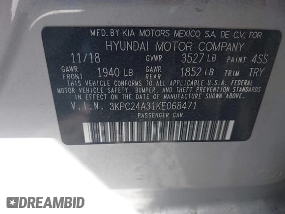 ✅ 2019 Hyundai Accent SE • VIN: 3KPC24A31KE068471 • Лот: 41511273. Опубликован ранее на IAAI с пробегом 61 658 миль. Бесплатный доступ к архиву аукционных продаж из США и подробный отчёт об истории автомобиля на DreamBid. Изображение 9.