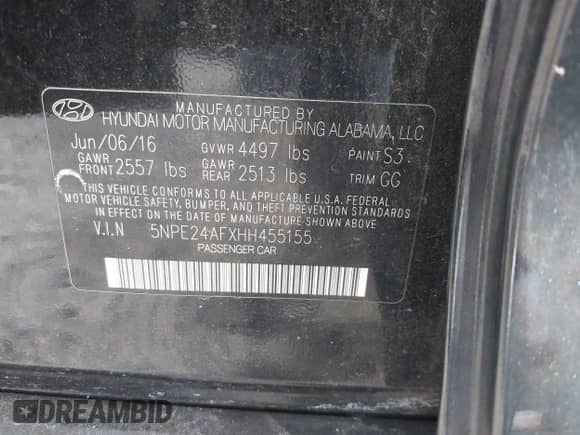 2017 Hyundai Sonata 2.4L с VIN 5NPE24AFXHH455155, выставлен на аукционе IAAI как лот 43333274 с пробегом 96 672 миль миль и . История ставок и продаж доступна на DreamBid. Изображение 9.